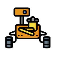 An illustration of a robot on wheels vector
