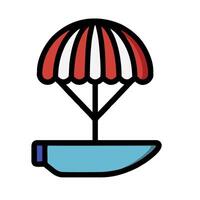 A parachute with a red and white flag on top vector