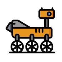A robot with wheels on the ground vector