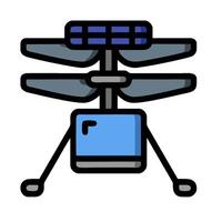 A small blue and black helicopter with a small camera on top vector