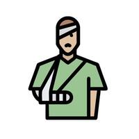 A man with a broken arm and cast on his arm vector