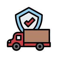 A truck with a shield and a check mark on it vector