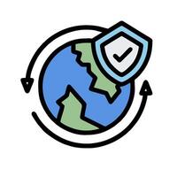 A globe with a shield and a check mark on it vector