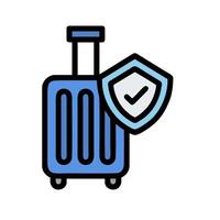 A blue suitcase with a shield and a check mark vector