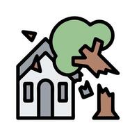 A house with a tree on it and a tree falling down vector