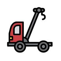 A red truck with a crane on top vector