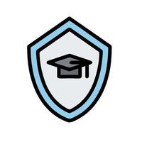 A shield with a graduation cap on it vector