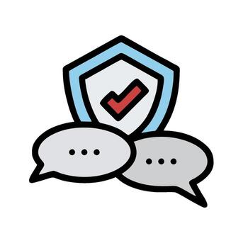 un proteger con dos habla burbujas y un cheque marca vector