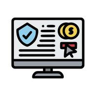 A computer monitor with a security icon vector