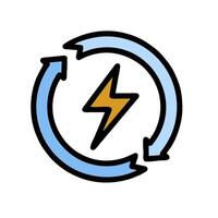 A lightning bolt in a circle with a blue and yellow outline vector