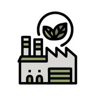 A factory with a green leaf on top vector