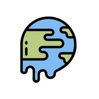 A melting earth icon with a green and blue color vector