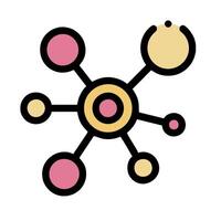 A network of circles with a pink dot in the middle vector
