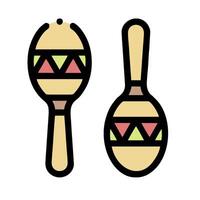 two wooden spoons with colorful designs on them vector