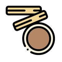 A brown powder with a stick in it vector