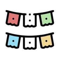 A set of colorful flags hanging from a string vector