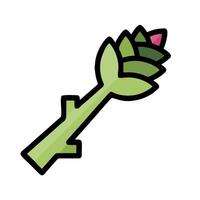 A green key with a flower on it vector