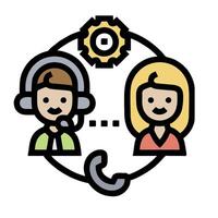 A call center icon with two people talking vector