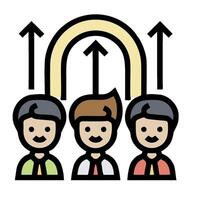 Business people with arrows and rainbow icon vector