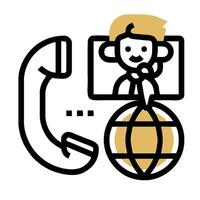 A phone with a person on the phone and a globe vector