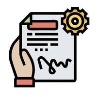 A hand holding a document with a clock on it vector