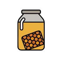 A jar of honey with a honeycomb on it vector