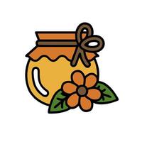 A jar with a flower and a bow on it vector