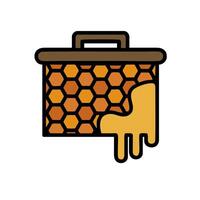 A honeycomb with a bee in it and a box with honey vector
