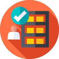 A flat icon with a person and a computer vector