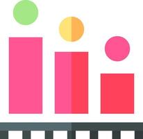 An icon of a bar chart with three different colored dots vector
