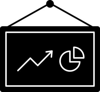 A black and white image of a board with a graph and a pie chart vector