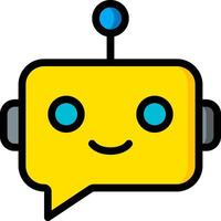A yellow robot with blue eyes and a speech bubble vector