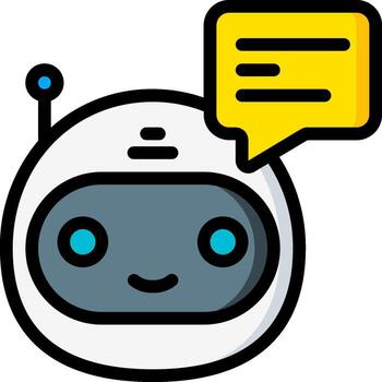 A robot with speech bubble and a speech bubble vector