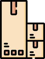 A stack of boxes with a brown box on top vector