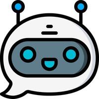 A robot with blue eyes and a speech bubble vector
