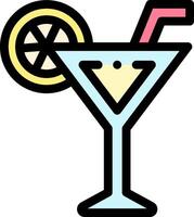A martini with a lemon slice and straw vector