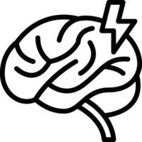 A black and white drawing of a brain with a lightning bolt vector