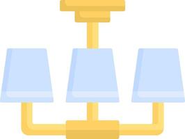 A three light chandelier with a yellow shade vector