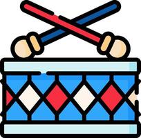 Drum icon with two sticks and a drum vector