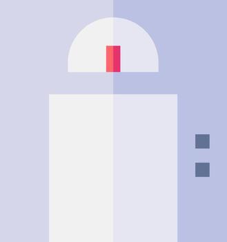 A white and red robot with a red button vector