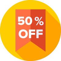 50 off icon with long shadow vector