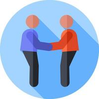 Two people shaking hands in a flat design vector