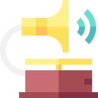 A flat icon of a gramophone with a speaker vector