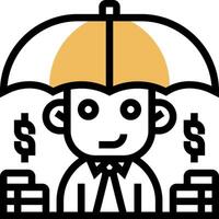 A man with an umbrella and money under it vector