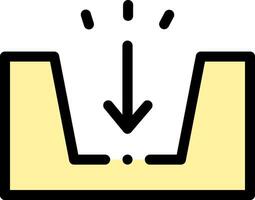 A yellow box with an arrow pointing down vector