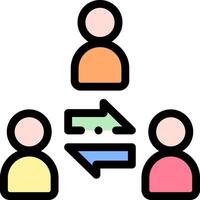 People in a circle with arrows pointing to each other vector
