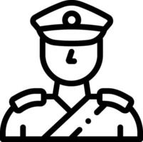 A black and white icon of a man in uniform vector