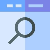 A magnifying glass icon on a blue and purple background vector