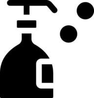 A black and white image of a bottle with a pump vector