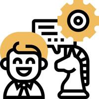 A man with a chess piece and a gear vector
